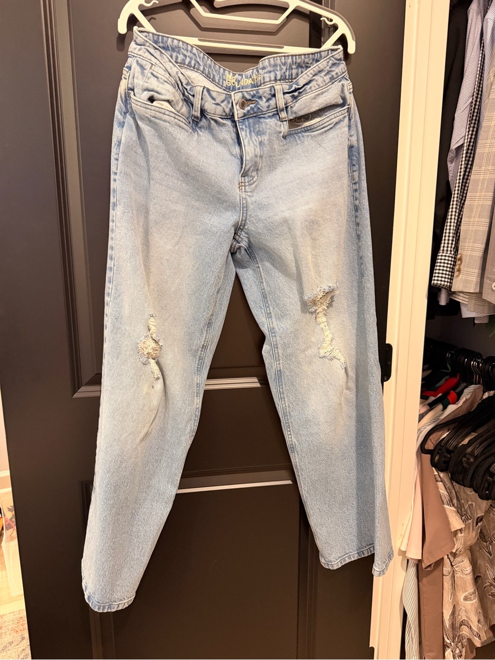 No Boundaries Light Blue Distressed Women’s Boyfriend Jeans